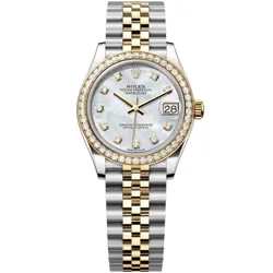 ROLEX DATEJUST 31 MOP DIAMOND DIAL TWO-TONE YELLOW GOLD JUBILEE WATCH 278383RBR