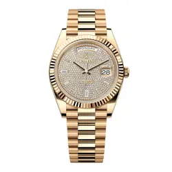 ROLEX DAY-DATE 228238 DIAMOND PAVED DIAL MENS WATCH BOX PAPERS