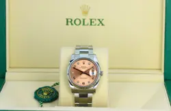 ROLEX DATE SALMON RARE EDITION FLUTED 115234 18KT WHITE GOLD STAINLESS STEEL