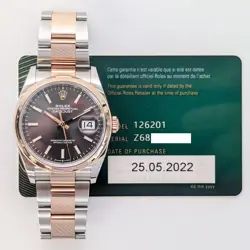2022 ROLEX DATEJUST 36, 126201, STEEL & ROSE GOLD, SLATE INDEX DIAL, OYSTER B...