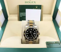2011 ROLEX GMT-MASTER II 116713 BLACK DIAL TT 18KT OYSTER WITH PAPERS 40MM