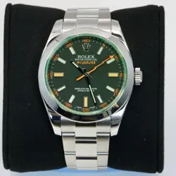 ROLEX MILGAUSS 116400GV BLACK DIAL GREEN CRYSTAL STAINLESS STEEL 40MM