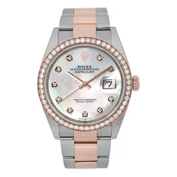 ROLEX DATEJUST 18K ROSE GOLD STEEL DIAMOND MOP DIAL AUTOMATIC WATCH 126281RBR