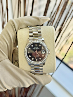 ROLEX DATEJUST PRESIDENT WHITE GOLD 278289 DIAMOND BEZEL /DARK GREY DIAL DIAMOND
