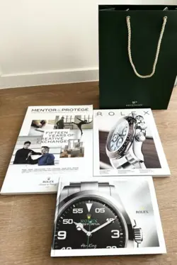 RARE VIP ROLEX SWISS WATCH CATALOG DISPLAY BOOK  2 MAGAZINE BULK LOT   CARRY BAG