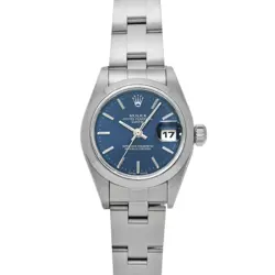 USED ROLEX OYSTER PERPETUAL DATE 69160 BLUE LADIES WATCH #51820