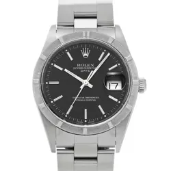 USED ROLEX OYSTER PERPETUAL DATE 15210 BLACK MEN'S WATCH #521620