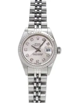 USED ROLEX DATEJUST 10P DIAMOND 79174G SILVER LADIES WATCH #512020