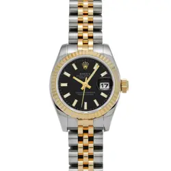 USED ROLEX DATEJUST 179173 BLACK CASE SIZE 26×26MM LADIES WATCH #522420