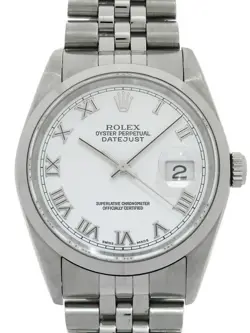 USED ROLEX DATEJUST 16200 WHITE CASE SIZE 36MM MEN'S WATCH #535220