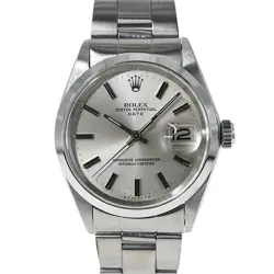 USED ROLEX OYSTER PERPETUAL DATE 1500 SILVER MEN'S WATCH #516120