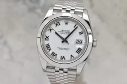 2019 ROLEX DATEJUST 41MM WHITE ROMAN NUMERAL DIAL JUBILEE BRACELET WATCH 126300