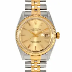 ROLEX 1601/3 DATEJUST 36 7-DIGIT 28 SS X YG VINTAGE ALL TRITIUM MEN'S #GP074