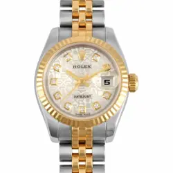 ROLEX 179173G DATEJUST 26 D-SERIAL SILVER DIAL 10P DIAMOND LADIES #GP033