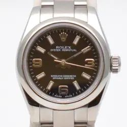 ROLEX 176200 OYSTER PERPETUAL BLACK AUTOMATIC 26MM LADIES WATCH USED