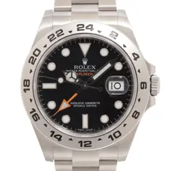 ROLEX EXPLORER II 216570 SS SS AT BLACK DIAL 2 EXTRA LINKS