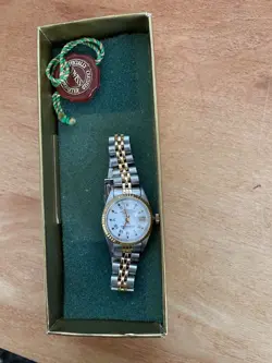ROLEX DATEJUST LADIES 18K YELLOW GOLD & STAINLESS STEEL WATCH WHITE ROMAN
