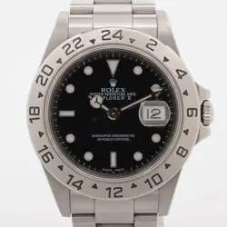 ROLEX EXPLORER II 16570 SS SS AT BLACK DIAL 2 EXTRA LINKS
