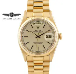 1977 MEN'S ROLEX DAY-DATE 18038 PRESIDENT 18K YELLOW GOLD 36MM CHAMPAGNE DIAL