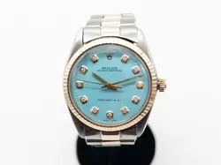 $14,000 ROLEX OYSTER PERPETUAL 34MM TIFFANY & CO 18K YELLOW GOLD SS MENS WATCH