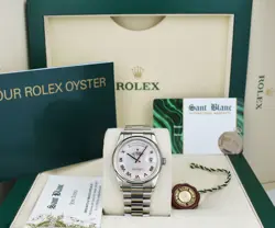 ROLEX 18KT WHITE GOLD DAY DATE PRESIDENT PINK MOP DECO DIAL 118209 SANT BLANC