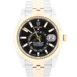 MINT NEW PAPERS ROLEX SKY-DWELLER BLACK 18K YELLOW GOLD 42MM JUBILEE 326933 BOX