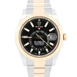 MINT 2022 PAPERS ROLEX SKY-DWELLER BLACK 18K YELLOW GOLD 42MM OYSTER 326933 BOX