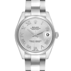 ROLEX DATEJUST MIDSIZE 31 SILVER ROMAN DIAL STEEL LADIES WATCH 178240