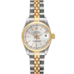ROLEX DATEJUST STEEL YELLOW GOLD SILVER DIAL LADIES WATCH 69173