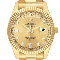ROLEX PRESIDENT DAY-DATE II 41 YELLOW GOLD DIAMOND MENS WATCH 218238