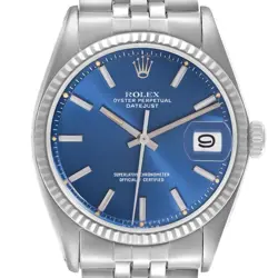 ROLEX DATEJUST STEEL WHITE GOLD BLUE SIGMA DIAL VINTAGE MENS WATCH 1601