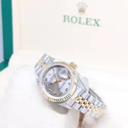 ROLEX 26MM 18K HALF YELLOW GOLD LADY GREY ROMAN DIAL DATEJUST REF: 69173 (W)