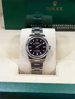 B & P ROLEX OYSTER PERPETUAL 277200 31MM BLACK BAR INDEX DIAL BEZEL OYSTER BAND