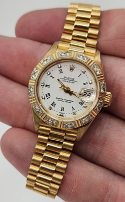 ROLEX 69178 PRESIDENT 18K YELLOW GOLD FACTORY DIAMOND LADIES WATCH