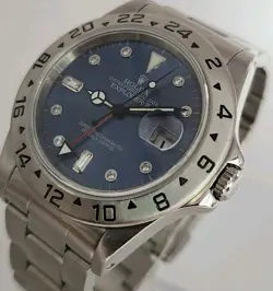 Stainless Steel Rolex Explorer II Watch, 40MM After Market Blue Dial Ref 16570