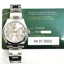 2022 ROLEX DATEJUST 31, 278240, STEEL, PINK ROMAN DIAL, OYSTER BRACELET, BOX ...