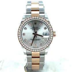 ROLEX DATEJUST AUTOMATIC 31MM 18K ROSE/STEEL SILVER DIAMOND DIAL/BEZEL 278381RBR