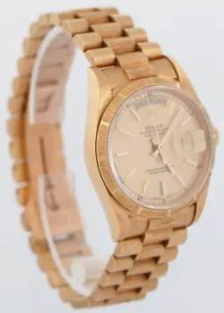 MINT 1990 Rolex Day-Date 36mm President Champagne Dial 18K Gold Bark Watch 18248