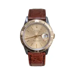 ROLEX 16263 DATEJUST 36MM TURN-O-GRAPH CHAMPAGNE TAPESTRY DIAL WATCH