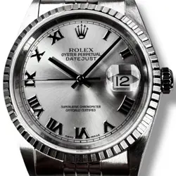 ROLEX DATEJUST 16220 STAINLESS STEEL RHODIUM DIAL