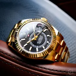 ROLEX SKY-DWELLER 336938 YELLOW GOLD BLACK DIAL COMPLETE SET