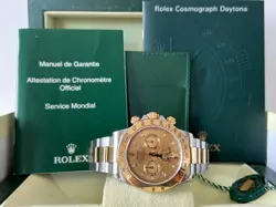 ROLEX DAYTONA CHAMPAGNE DIAL 18K YELLOW GOLD & STEEL TWO-TONE WATCH 116523