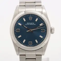 ROLEX OYSTER PERPETUAL 77080 SS SS AT BLUE-FACE 3 EXTRA LINKS