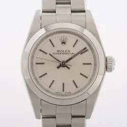 ROLEX OYSTER PERPETUAL 76080 SS SS AT SILVER-FACE 1 EXTRA LINK