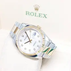 ROLEX 36MM 18K HALF YELLOW GOLD SILVER JUBILEE BIG DIAMONDS DATEJUST REF: 116233