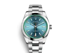 NEW ROLEX MILGAUSS Z-BLUE DIAL GREEN CRYSTAL STAINLESS STEEL WATCH 2023 116400GV