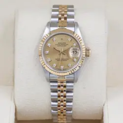 ROLEX DATEJUST 26 CHAMPAGNE DIAMOND DIAL 69173 LADIES WATCH WITH BOX & PAPERS