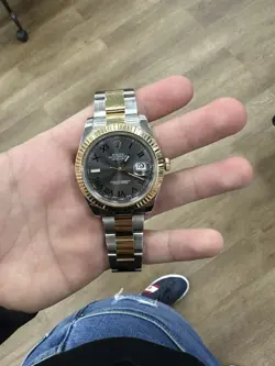 ROLEX DATEJUST 41 WIMBLEDON GOLD AND SILVER OYSTER BRACELET WITH GOLD BEZEL