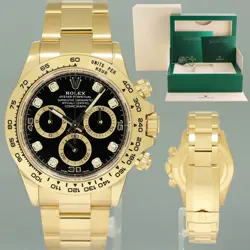 2023 NEW ROLEX DAYTONA 116508 BLACK DIAMOND YELLOW GOLD 40MM CHRONO WATCH BOX