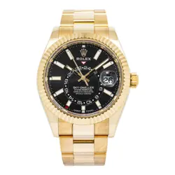 ROLEX SKY-DWELLER 336938 YELLOW GOLD BRIGHT BLACK AUTOMATIC MEN'S WATCH 42MM